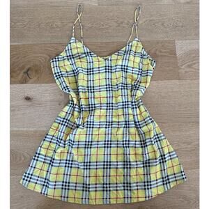Motel Rocks Plaid Checks Slip Dress in Yellow & Black